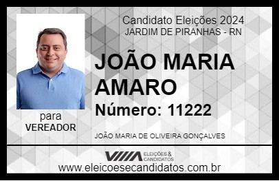 Candidato JOÃO MARIA AMARO 2024 - JARDIM DE PIRANHAS - Eleições