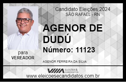 Candidato AGENOR DE DUDÚ 2024 - SÃO RAFAEL - Eleições