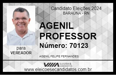 Candidato AGENIL PROFESSOR 2024 - BARAÚNA - Eleições