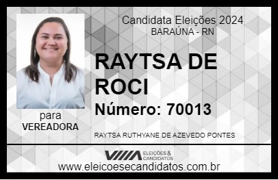 Candidato RAYTSA DE ROCI 2024 - BARAÚNA - Eleições