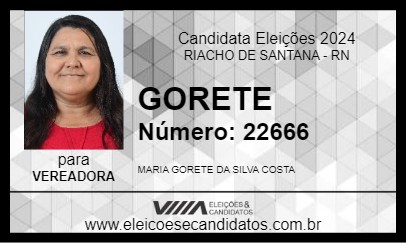 Candidato GORETE 2024 - RIACHO DE SANTANA - Eleições