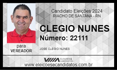 Candidato CLEGIO NUNES 2024 - RIACHO DE SANTANA - Eleições