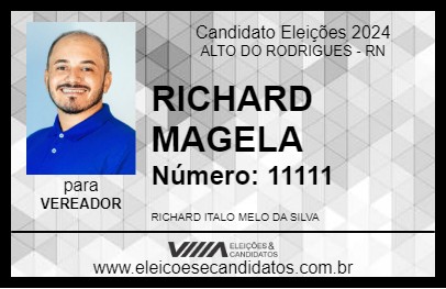 Candidato RICHARD MAGELA 2024 - ALTO DO RODRIGUES - Eleições