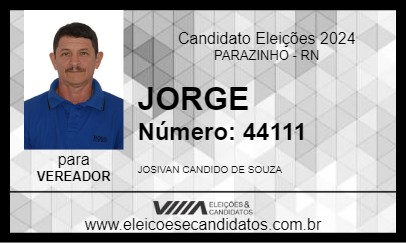 Candidato JORGE 2024 - PARAZINHO - Eleições