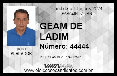 Candidato GEAM DE LADIM 2024 - PARAZINHO - Eleições