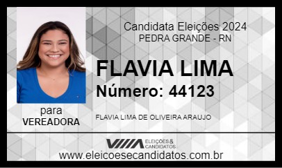 Candidato FLAVIA LIMA 2024 - PEDRA GRANDE - Eleições