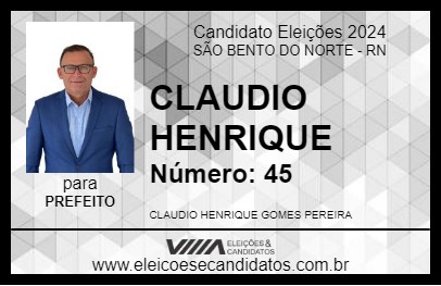 Candidato CLAUDIO HENRIQUE 2024 - SÃO BENTO DO NORTE - Eleições