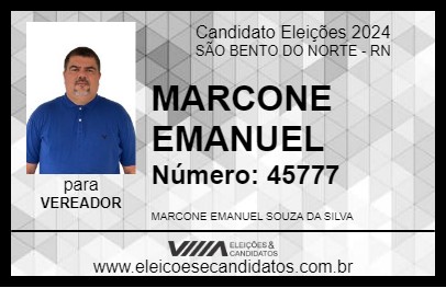 Candidato MARCONE EMANUEL 2024 - SÃO BENTO DO NORTE - Eleições