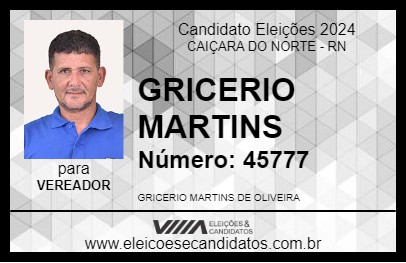 Candidato GRICERIO MARTINS 2024 - CAIÇARA DO NORTE - Eleições