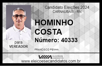 Candidato HOMINHO COSTA 2024 - CARNAUBAIS - Eleições