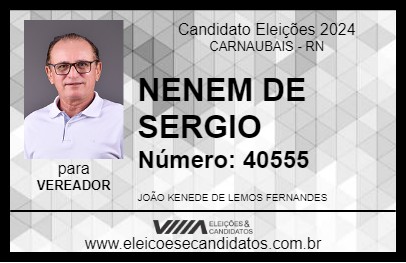 Candidato NENEM DE SERGIO 2024 - CARNAUBAIS - Eleições