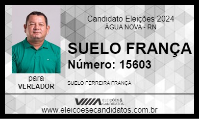 Candidato SUELO FRANÇA 2024 - ÁGUA NOVA - Eleições