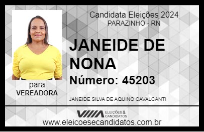 Candidato JANEIDE DE NONA 2024 - PARAZINHO - Eleições