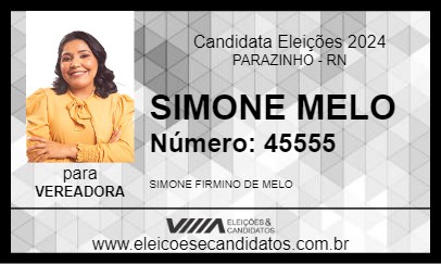 Candidato SIMONE MELO 2024 - PARAZINHO - Eleições