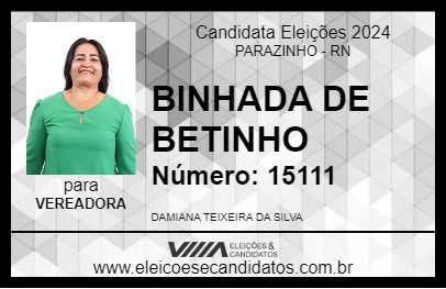 Candidato BINHADA DE BETINHO 2024 - PARAZINHO - Eleições