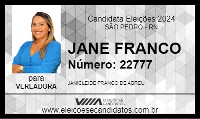 Candidato JANE FRANCO 2024 - SÃO PEDRO - Eleições