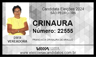 Candidato CRINAURA 2024 - SÃO PEDRO - Eleições