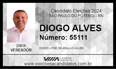 Candidato DIOGO ALVES 2024 - SÃO PAULO DO POTENGI - Eleições