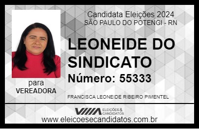 Candidato LEONEIDE DO SINDICATO 2024 - SÃO PAULO DO POTENGI - Eleições