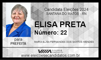 Candidato ELISA PRETA 2024 - SANTANA DO MATOS - Eleições