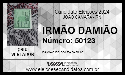 Candidato IRMÃO DAMIÃO 2024 - JOÃO CÂMARA - Eleições