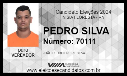 Candidato PEDRO SILVA 2024 - NÍSIA FLORESTA - Eleições