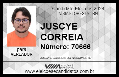 Candidato JUSCYE CORREIA 2024 - NÍSIA FLORESTA - Eleições