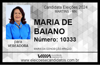 Candidato MARIA DE BAIANO 2024 - MARTINS - Eleições