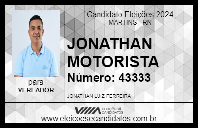 Candidato JONATHAN MOTORISTA 2024 - MARTINS - Eleições