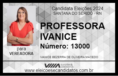 Candidato PROFESSORA IVANICE 2024 - SANTANA DO SERIDÓ - Eleições