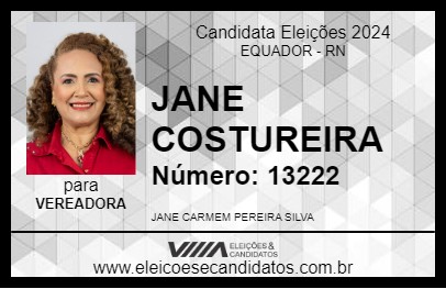 Candidato JANE COSTUREIRA 2024 - EQUADOR - Eleições