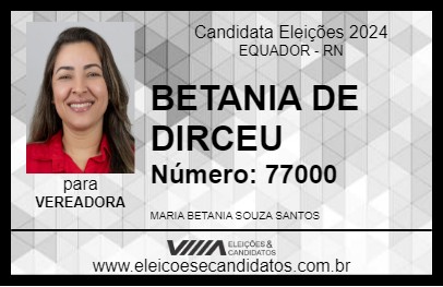 Candidato BETANIA DE DIRCEU 2024 - EQUADOR - Eleições