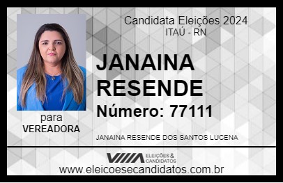 Candidato JANAINA RESENDE 2024 - ITAÚ - Eleições