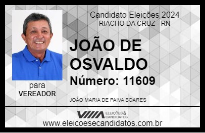 Candidato JOÃO DE OSVALDO 2024 - RIACHO DA CRUZ - Eleições