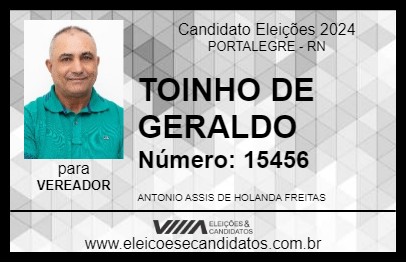 Candidato TOINHO DE GERALDO 2024 - PORTALEGRE - Eleições