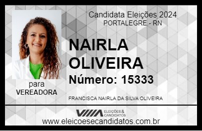 Candidato NAIRLA OLIVEIRA 2024 - PORTALEGRE - Eleições