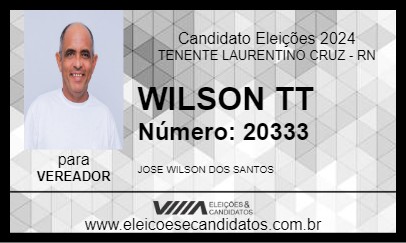 Candidato WILSON TT 2024 - TENENTE LAURENTINO CRUZ - Eleições