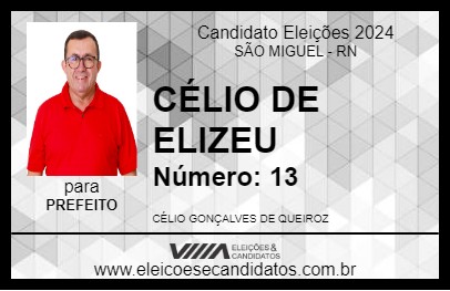 Candidato CÉLIO DE ELIZEU 2024 - SÃO MIGUEL - Eleições