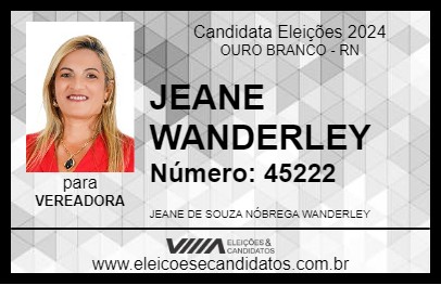 Candidato JEANE WANDERLEY 2024 - OURO BRANCO - Eleições