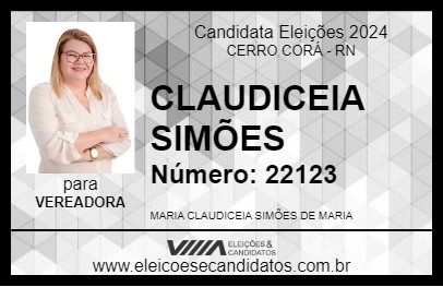 Candidato CLAUDICEIA SIMÕES 2024 - CERRO CORÁ - Eleições