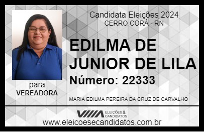 Candidato EDILMA DE JUNIOR DE LILA 2024 - CERRO CORÁ - Eleições