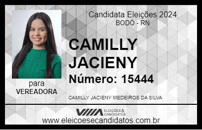 Candidato CAMILLY JACIENY 2024 - BODÓ - Eleições