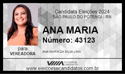 Candidato ANA MARIA 2024 - SÃO PAULO DO POTENGI - Eleições