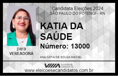 Candidato KATIA DA SAÚDE 2024 - SÃO PAULO DO POTENGI - Eleições