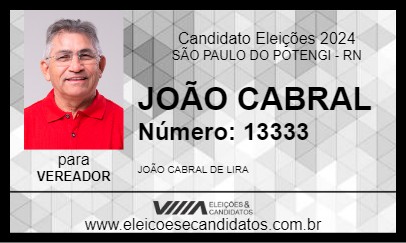 Candidato JOÃO CABRAL 2024 - SÃO PAULO DO POTENGI - Eleições