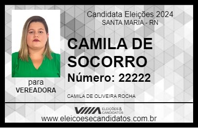 Candidato CAMILA DE SOCORRO 2024 - SANTA MARIA - Eleições