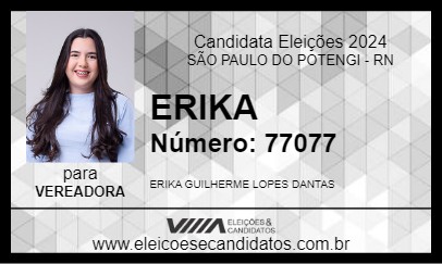 Candidato ERIKA 2024 - SÃO PAULO DO POTENGI - Eleições