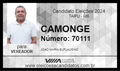 Candidato CAMONGE 2024 - TAIPU - Eleições