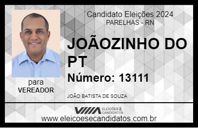 Candidato JOÃOZINHO DO PT 2024 - PARELHAS - Eleições