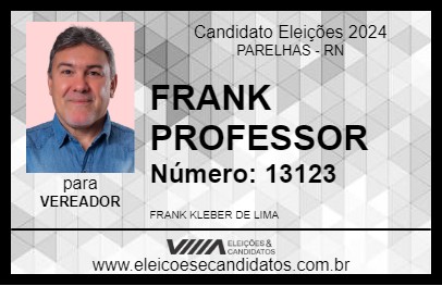 Candidato FRANK PROFESSOR 2024 - PARELHAS - Eleições